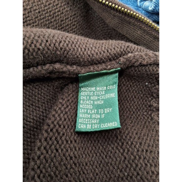 Ralph Lauren Chocolate Brown Full-Zip Ribbed Collar Knit Cardigan Sweater Medium - Picture 3 of 5